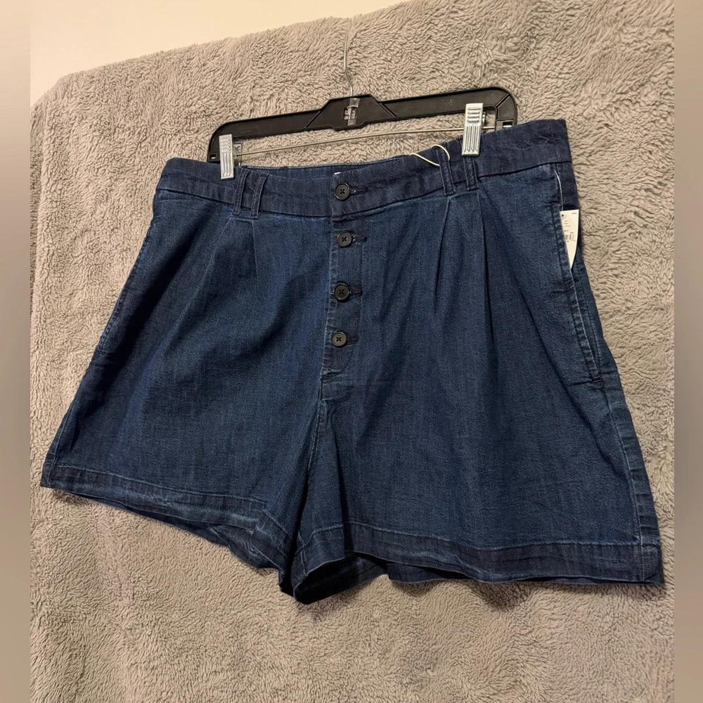 Doen x Gap Shorts Womens 16 / 34 Waist Blue Denim Button Fly High Rise NEW - Picture 3 of 13